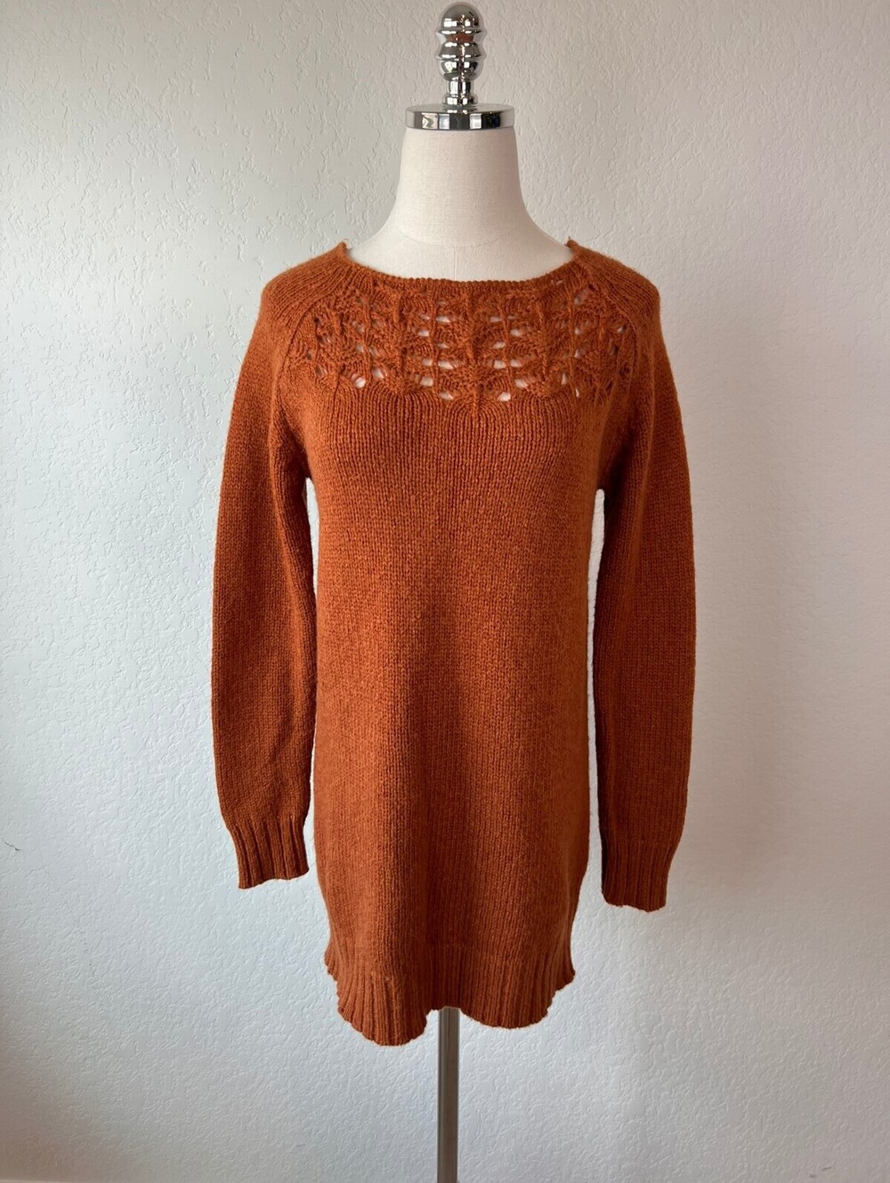 Anthropologie Moth Wool Alpaca Blend Orange Knit Sweater size Small